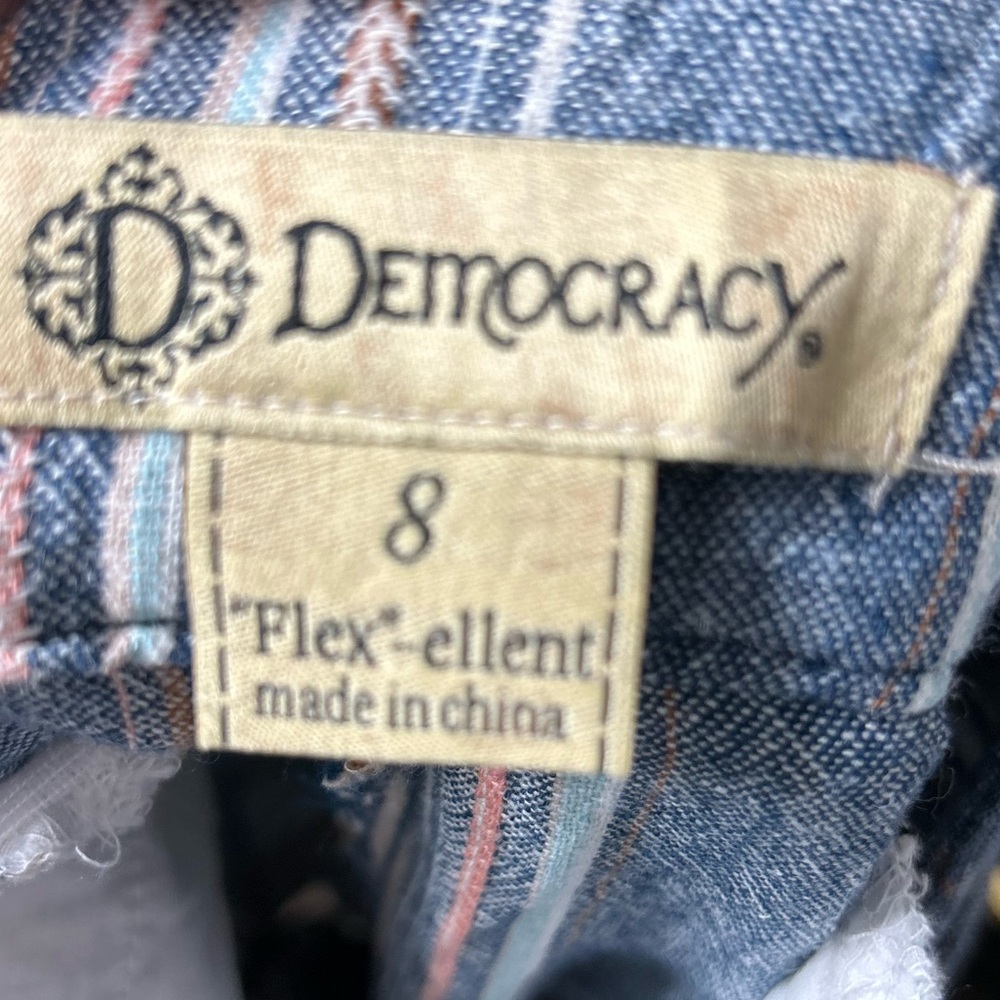 Democracy Flex-ellent Womens 8 Wide Cropped Pants Loom Striped Linen blend - Picture 10 of 12